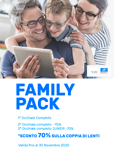 family pack promozione per tutta la famiglia Essilor